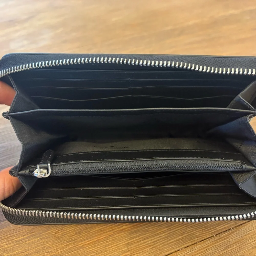 Kate Spade New York Saffiano Zip Around Wallet Beige Gray